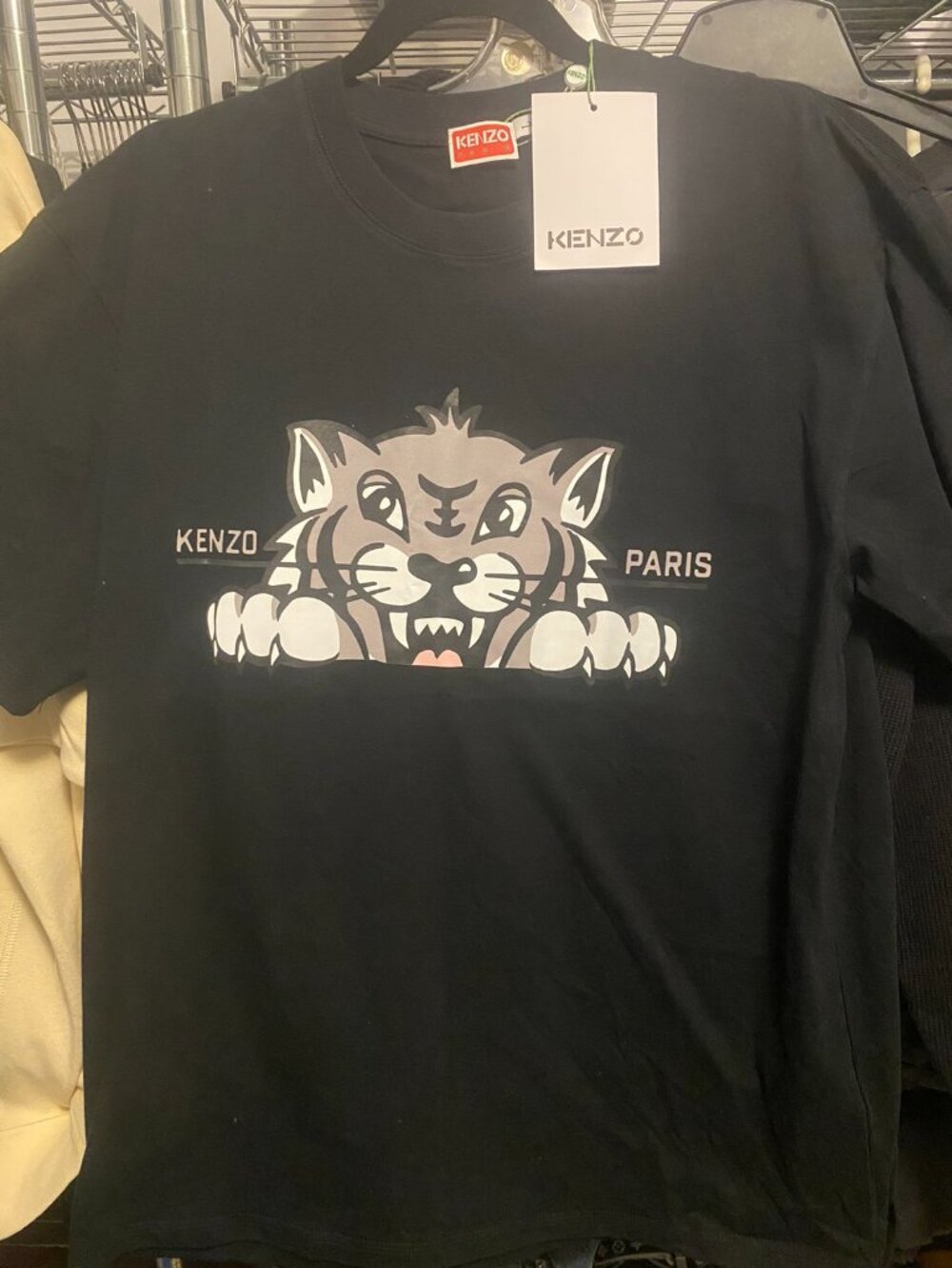 Kenzo Happy Tiger Black Oversized Graphic T-Shirt Size L